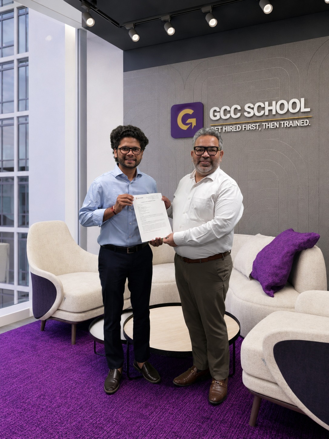Harshit Sharma receiving his offer letter
